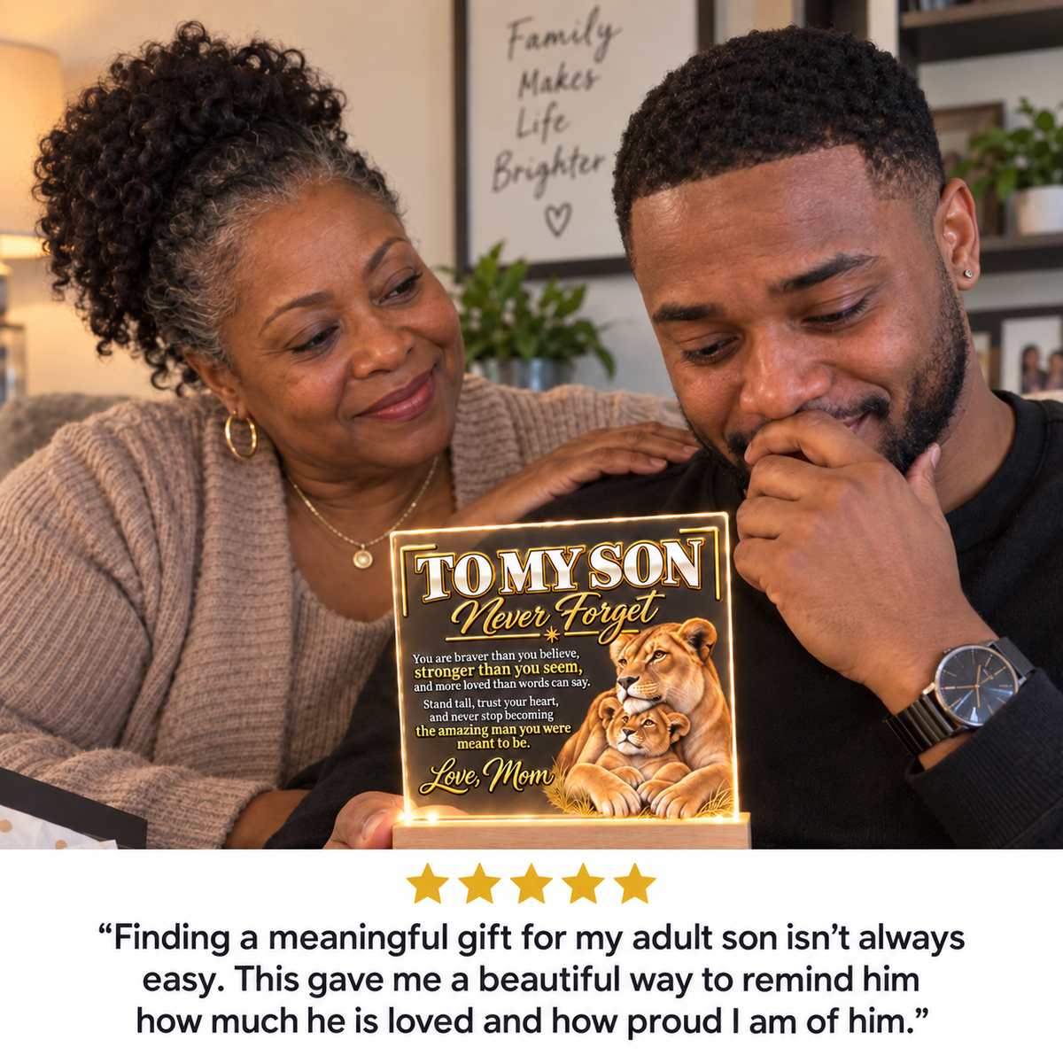 To My Son “Never Forget” LED Acrylic Plaque – Meaningful Gift From Mom
