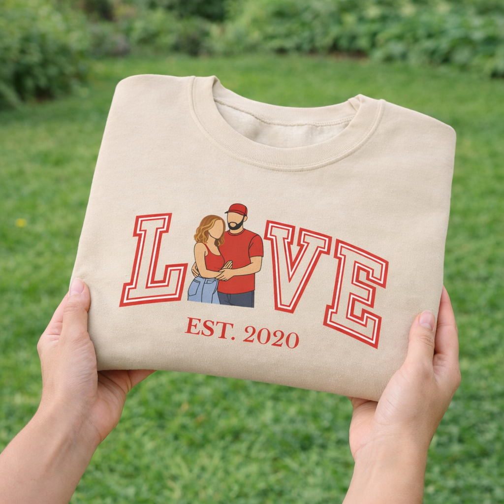 Custom Photo Couples Sweatshirt | Personalized Matching Crewneck for Him & Her