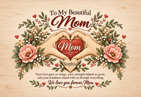 To My Beautiful Mom Canvas – Personalized Gift From Children