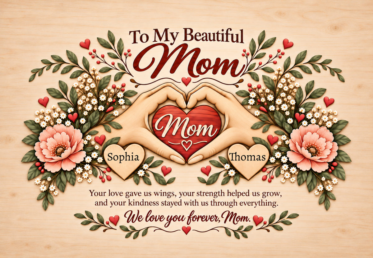 To My Beautiful Mom Canvas – Personalized Gift From Children