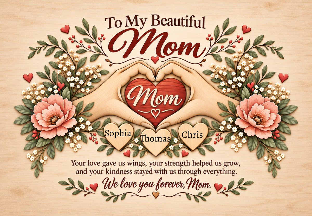 To My Beautiful Mom Canvas – Personalized Gift From Children