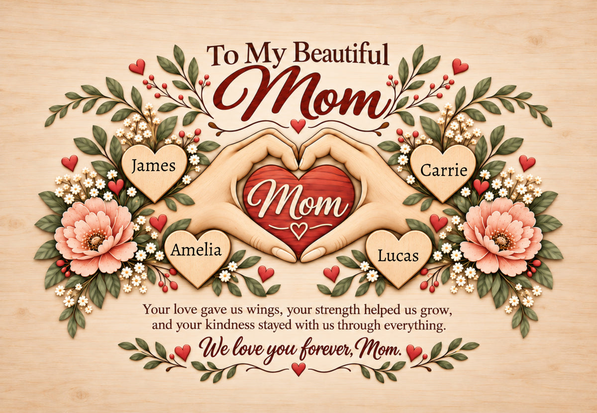 To My Beautiful Mom Canvas – Personalized Gift From Children