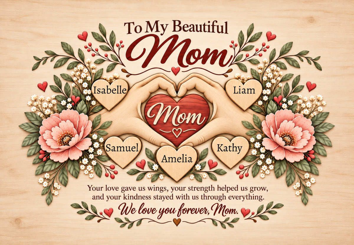 To My Beautiful Mom Canvas – Personalized Gift From Children