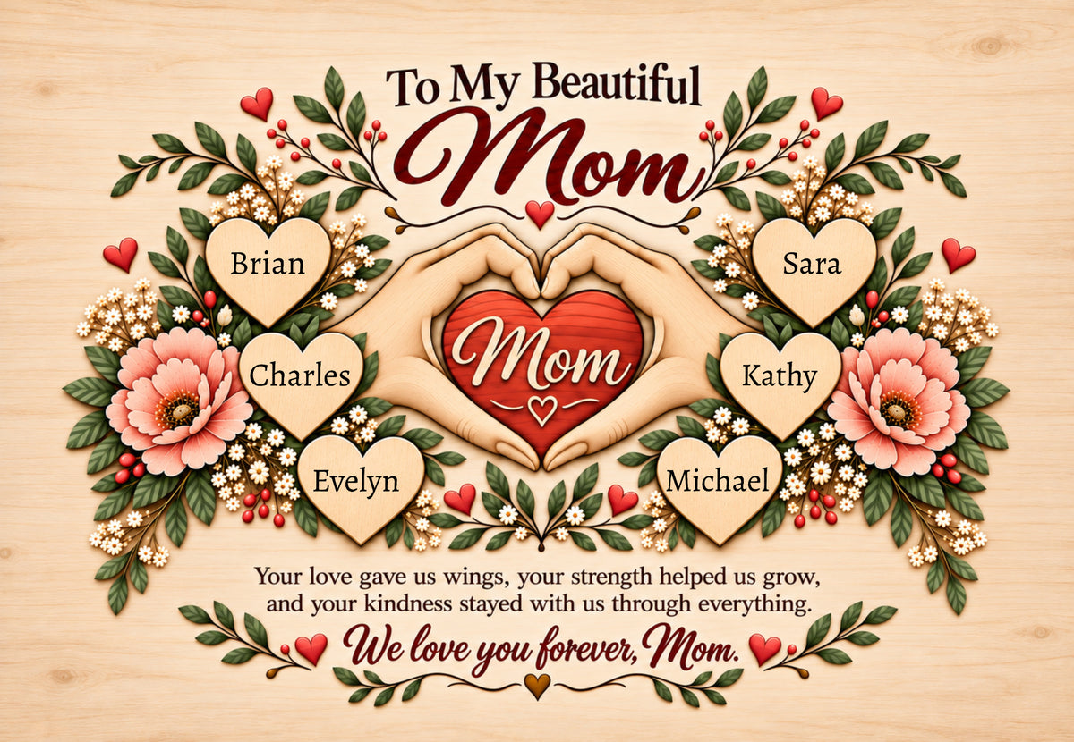 To My Beautiful Mom Canvas – Personalized Gift From Children