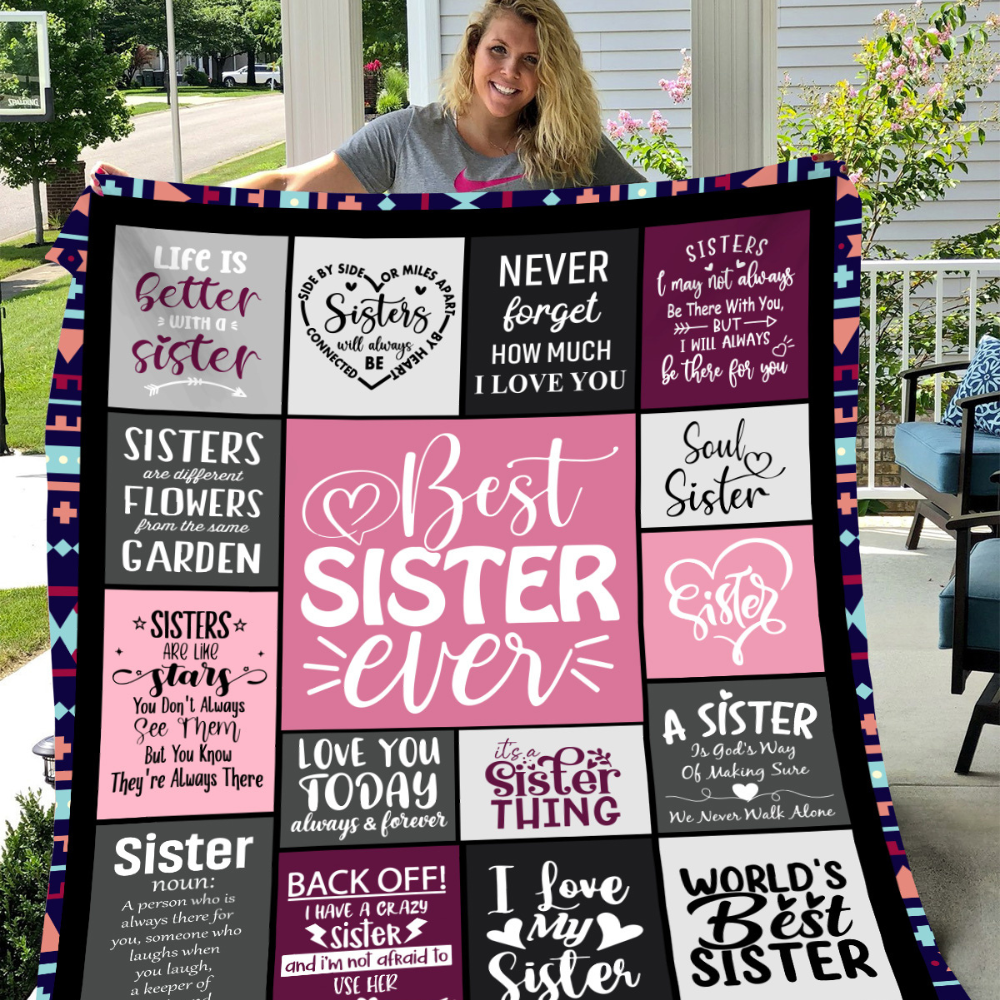 The "Best Sister Ever" Plush Fleece Throw Blanket - The Ultimate Gift of Comfort & Connection