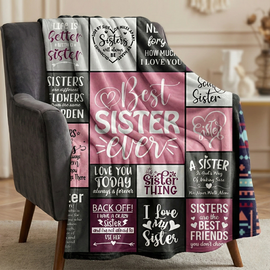The "Best Sister Ever" Plush Fleece Throw Blanket - The Ultimate Gift of Comfort & Connection