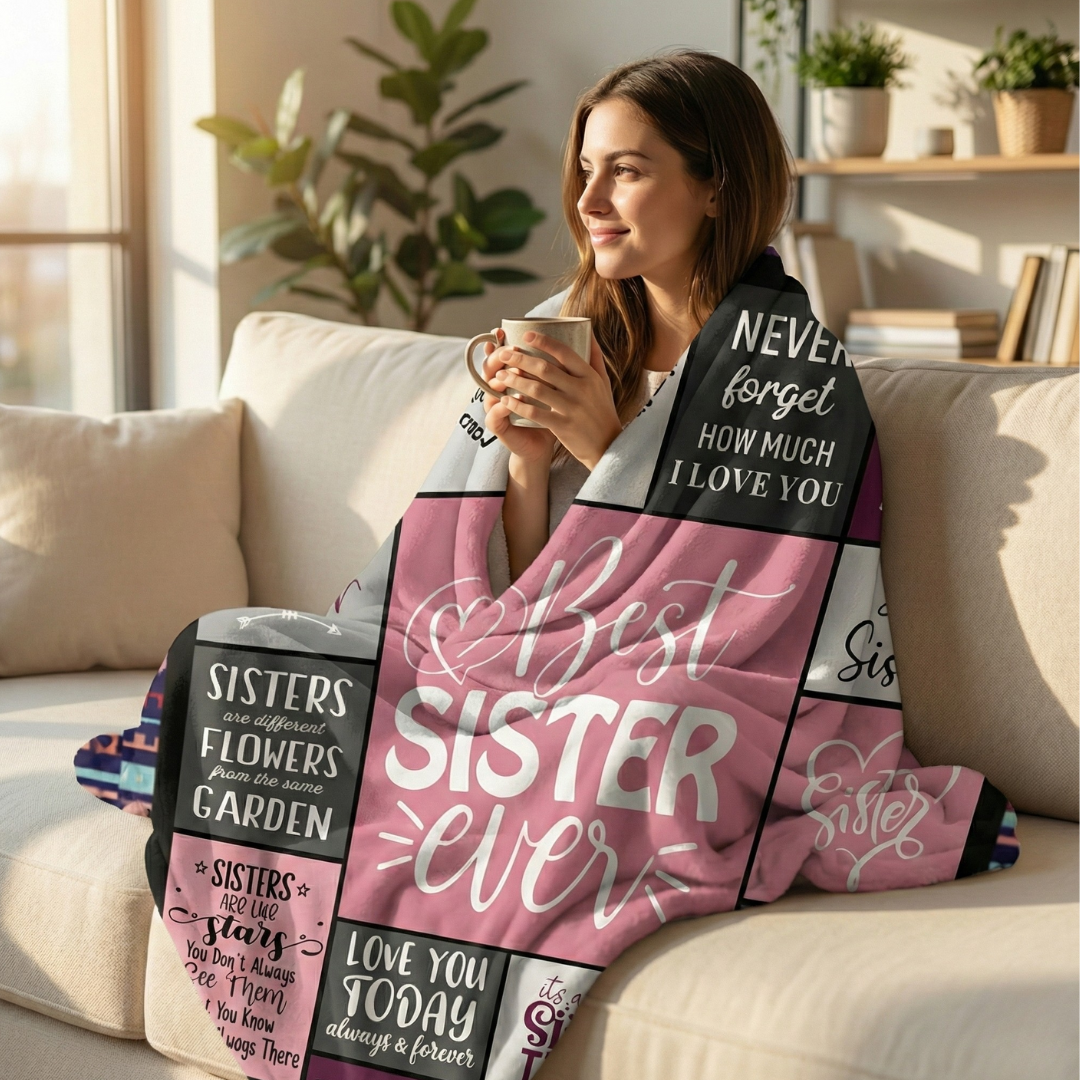 The "Best Sister Ever" Plush Fleece Throw Blanket - The Ultimate Gift of Comfort & Connection