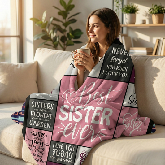 The "Best Sister Ever" Plush Fleece Throw Blanket - The Ultimate Gift of Comfort & Connection