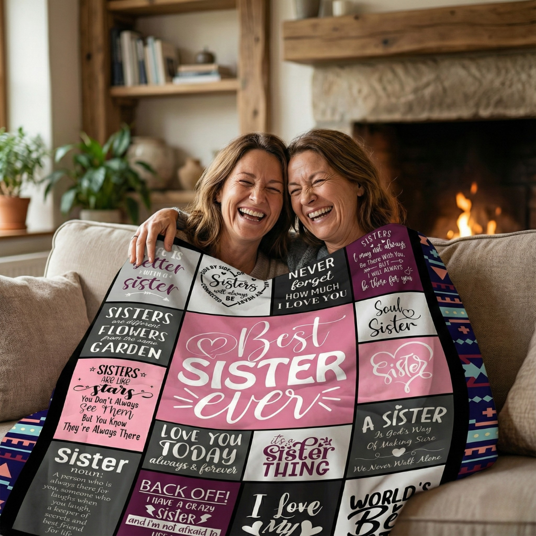 The "Best Sister Ever" Plush Fleece Throw Blanket - The Ultimate Gift of Comfort & Connection