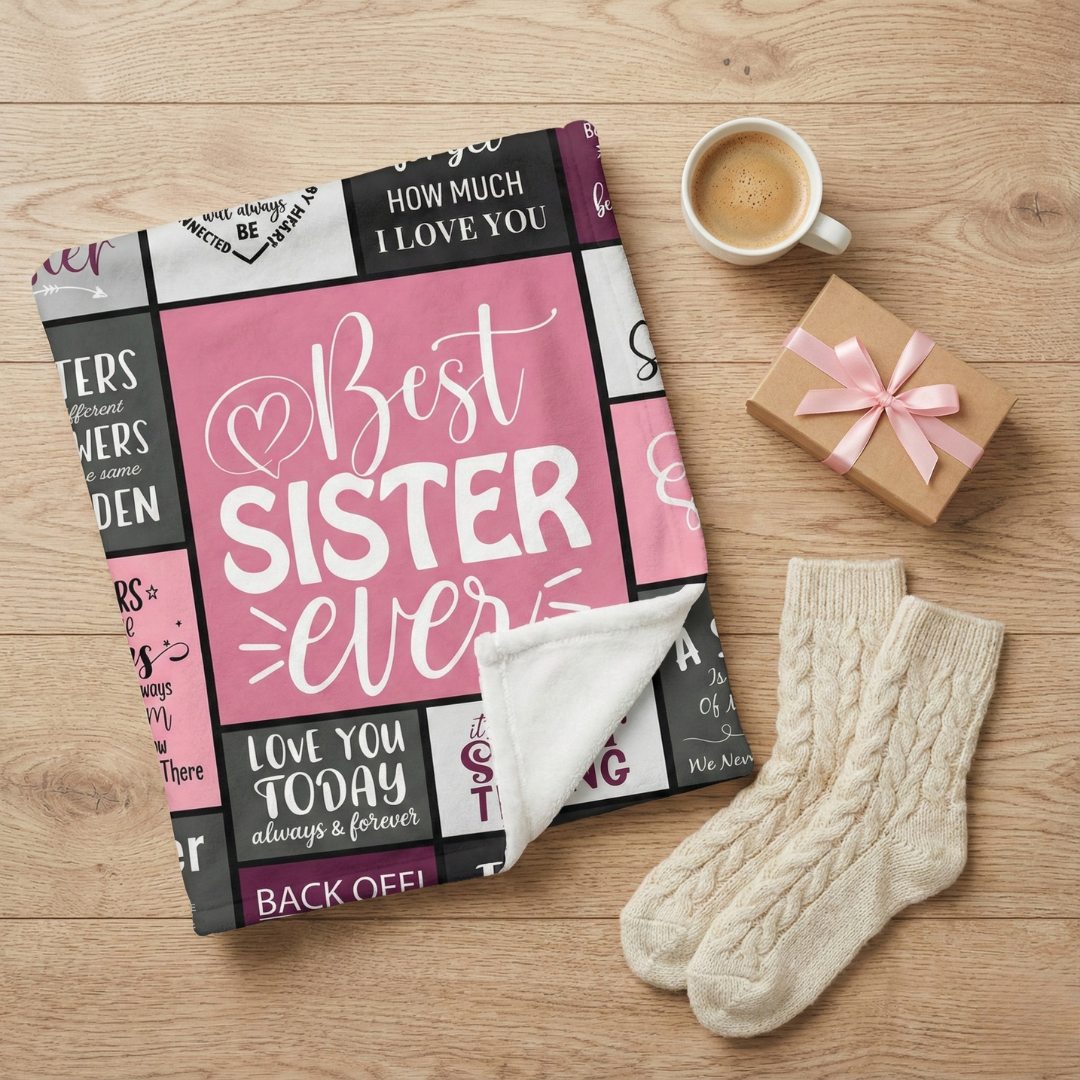 The "Best Sister Ever" Plush Fleece Throw Blanket - The Ultimate Gift of Comfort & Connection