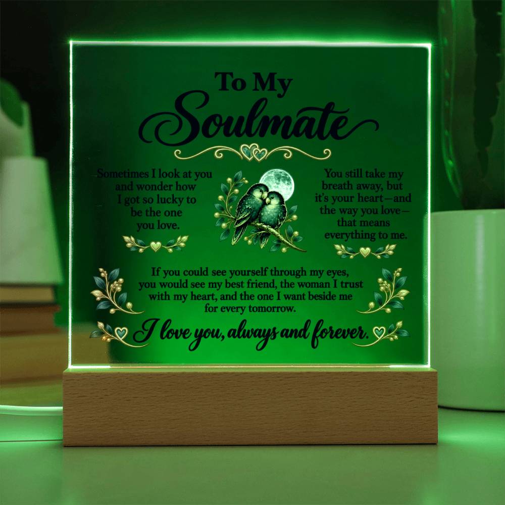 To My Soulmate Lovebirds Acrylic Plaque – Always & Forever