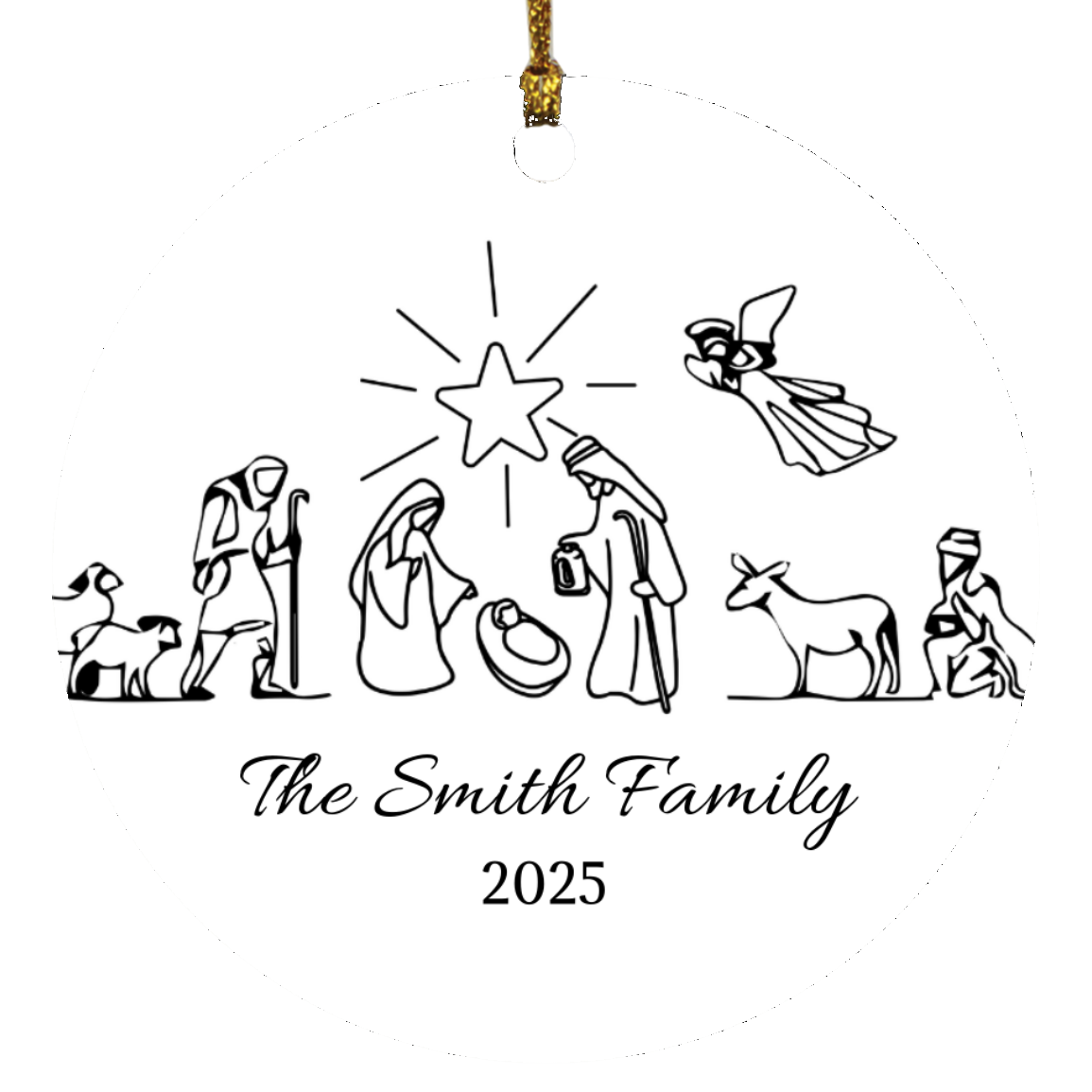 Personalized Family Ornament - Custom Circle Christmas Decoration