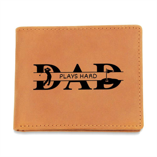 Leather Wallet - Dad Plays Hard-Golf