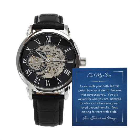 To My Son, Keep Moving Forward - Men's Openwork Watch