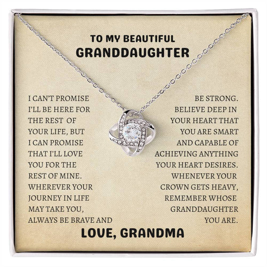 To My Beautiful Granddaughter | Always Be Brave and Be Strong - Love Knot Necklace