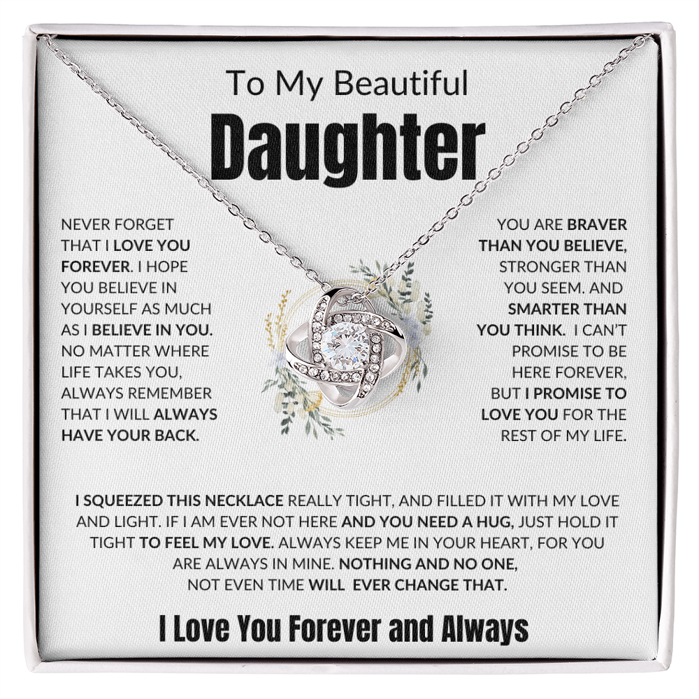 To My Beautiful Daughter | I Love You Forever - Love Knot Necklace