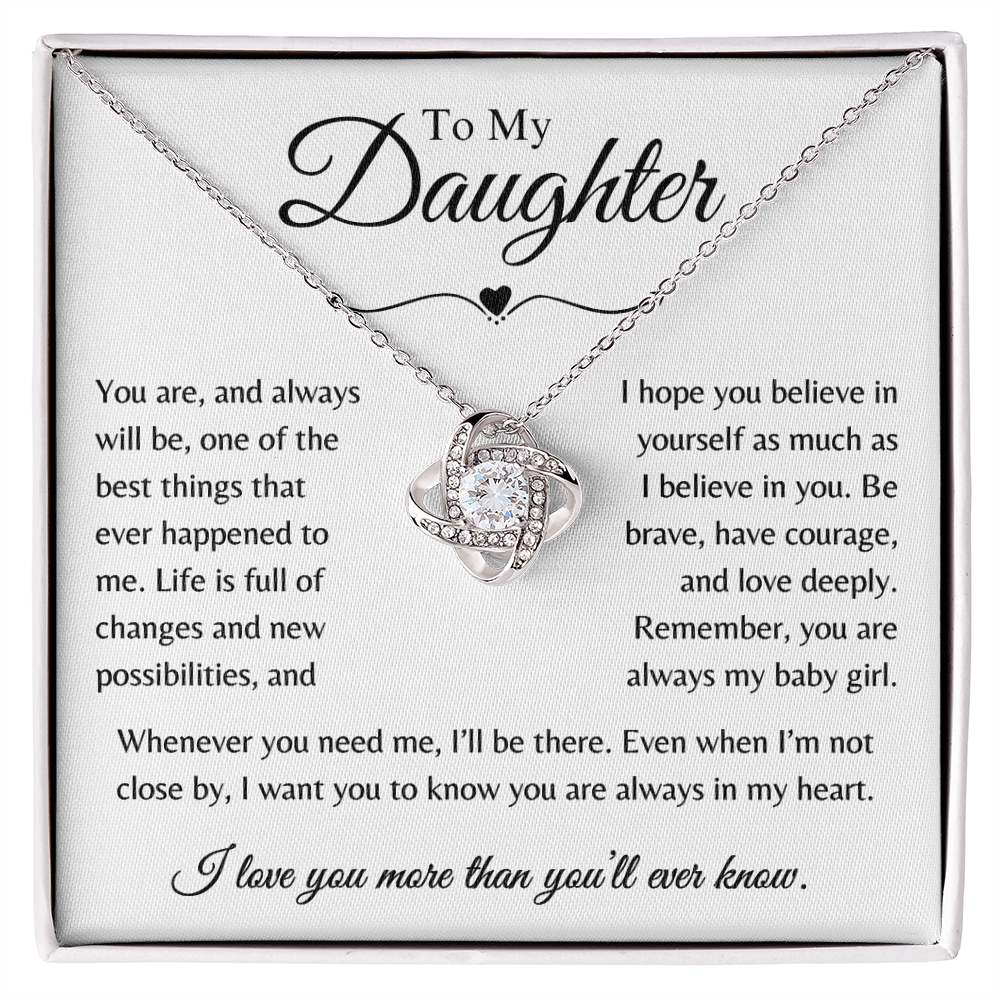 To My Daughter - Whenever You Need Me Love Knot Necklace