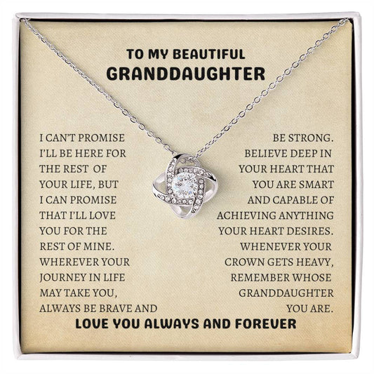 To My Beautiful Granddaughter | Always Be Brave and Be Strong - Love Knot Necklace