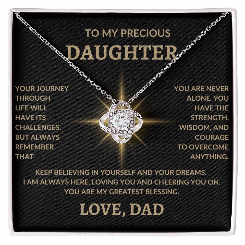 To My Precious Daughter Love, Dad | Love Knot Necklace