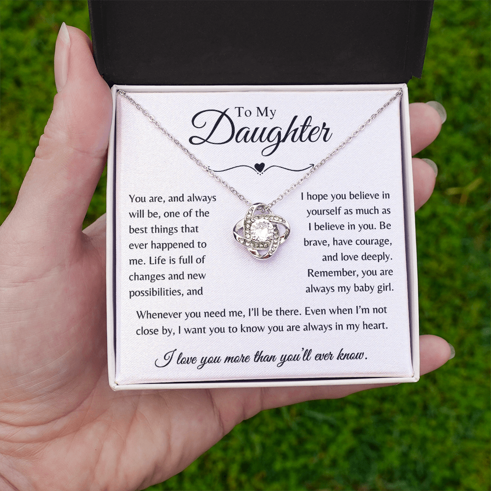 To My Daughter - Whenever You Need Me Love Knot Necklace