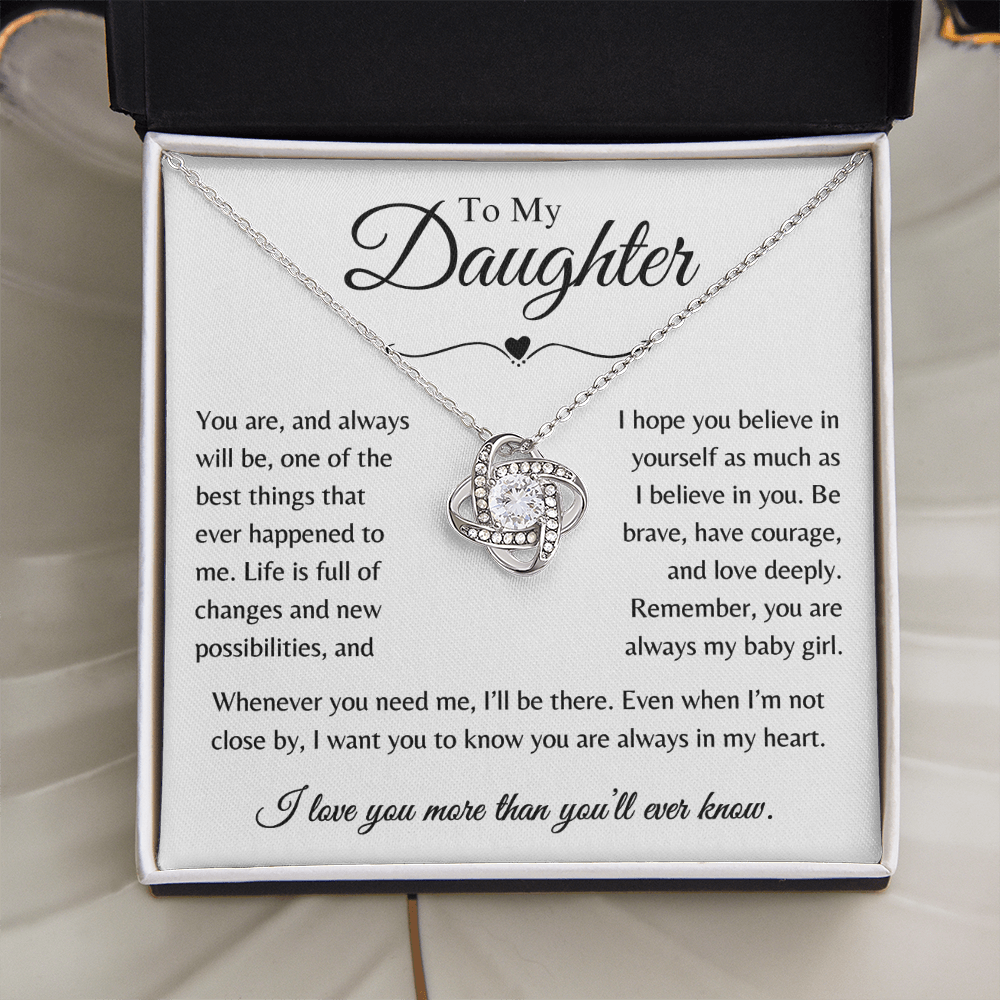 To My Daughter - Whenever You Need Me Love Knot Necklace