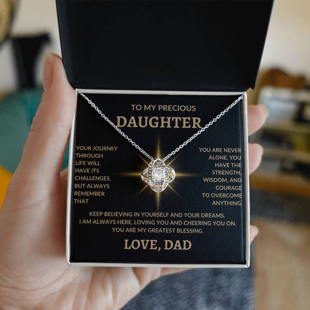 To My Precious Daughter Love, Dad | Love Knot Necklace