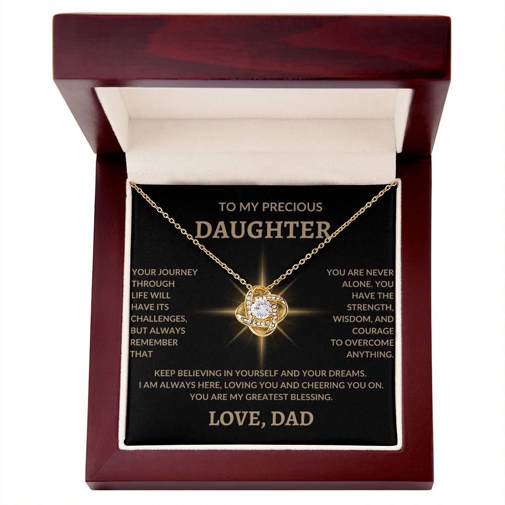 To My Precious Daughter Love, Dad | Love Knot Necklace