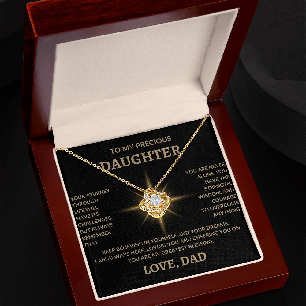 To My Precious Daughter Love, Dad | Love Knot Necklace