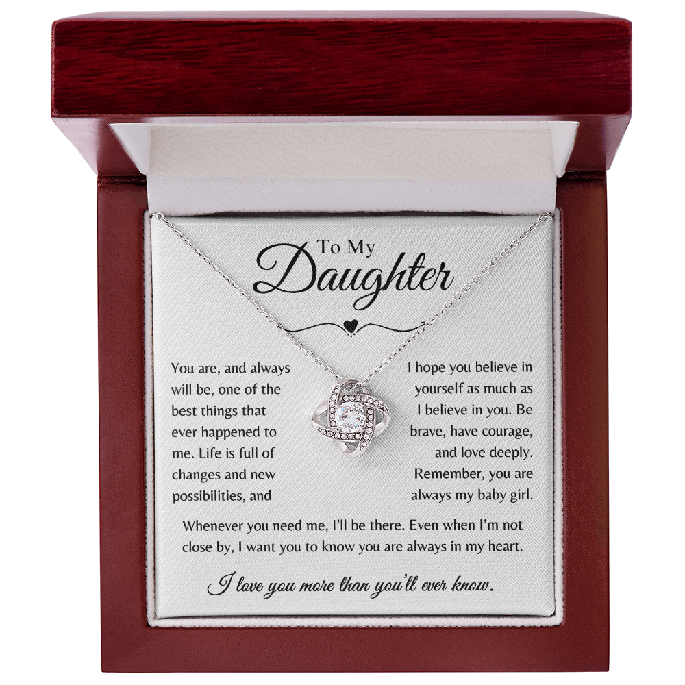 To My Daughter - Whenever You Need Me Love Knot Necklace