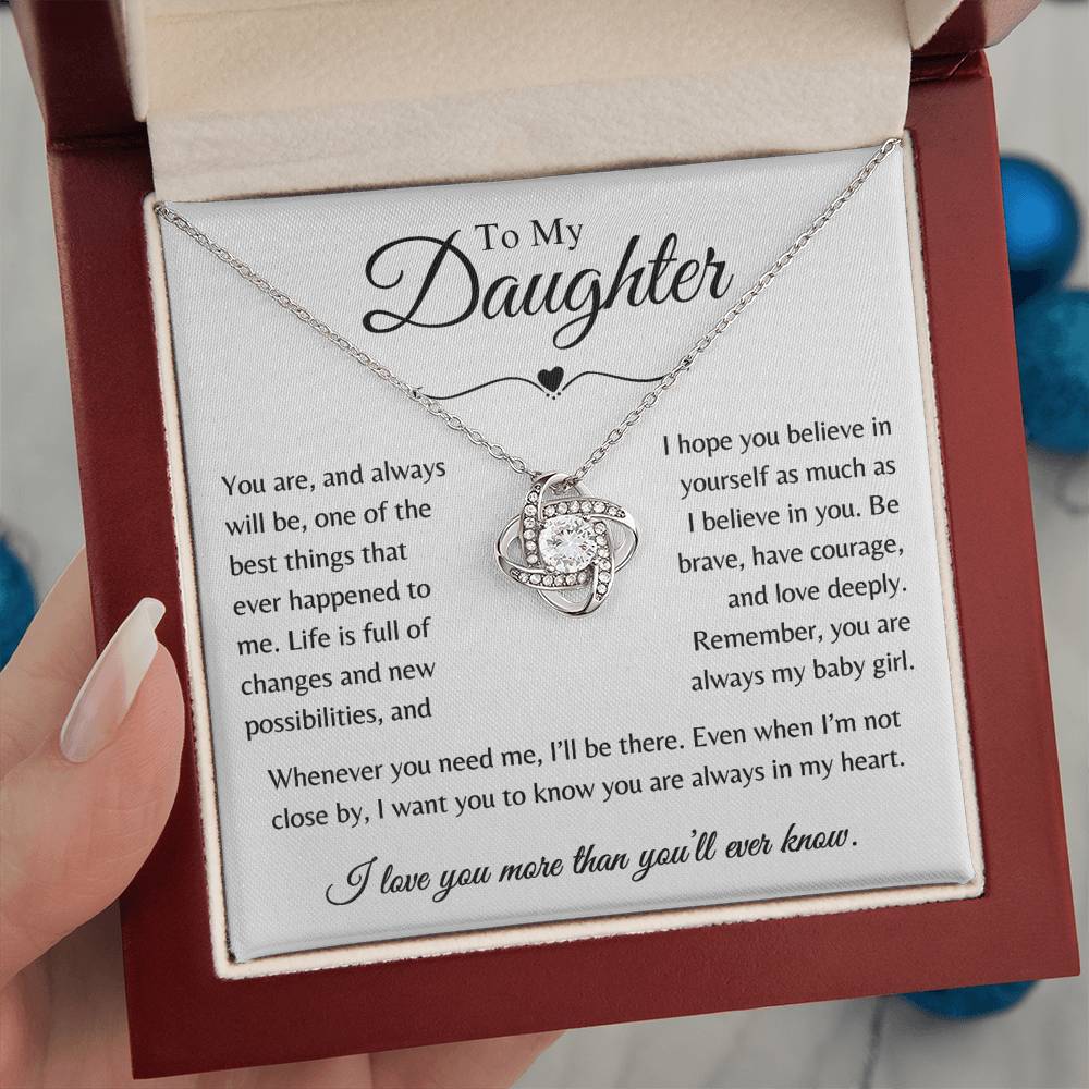 To My Daughter - Whenever You Need Me Love Knot Necklace