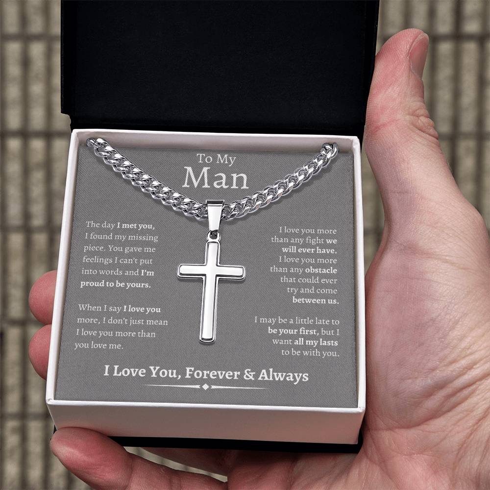 To My Man | I Found My Missing Piece - Cross Necklace