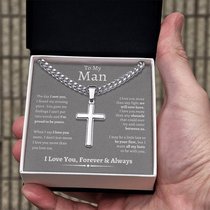 To My Man | I Found My Missing Piece - Cross Necklace