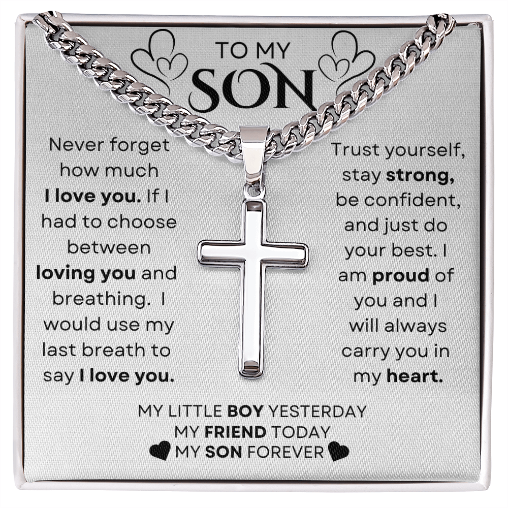 To My Son | Never Forget - Chain With Artisan Cross