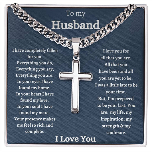 To My Husband | I've Completely Fallen for You - Cross Necklace