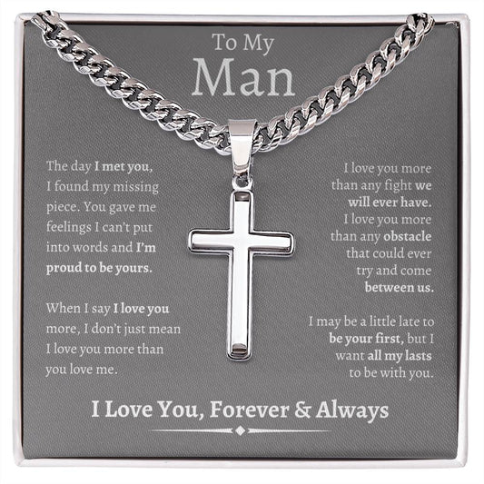 To My Man | I Found My Missing Piece - Cross Necklace