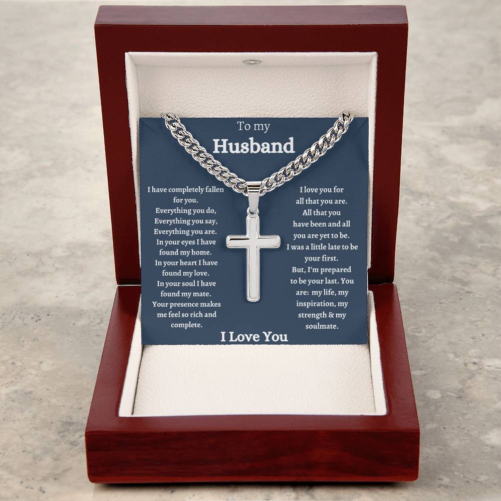 To My Husband | I've Completely Fallen for You - Cross Necklace