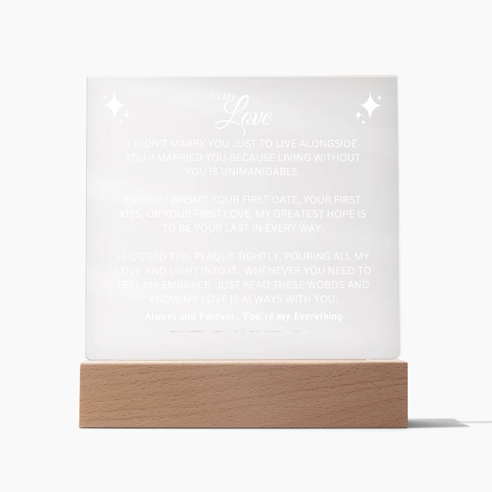 To My Love | White Writing LED Acrylic Plaque - Wedding, Anniversary, Birthday, Valentine's Day, Christmas