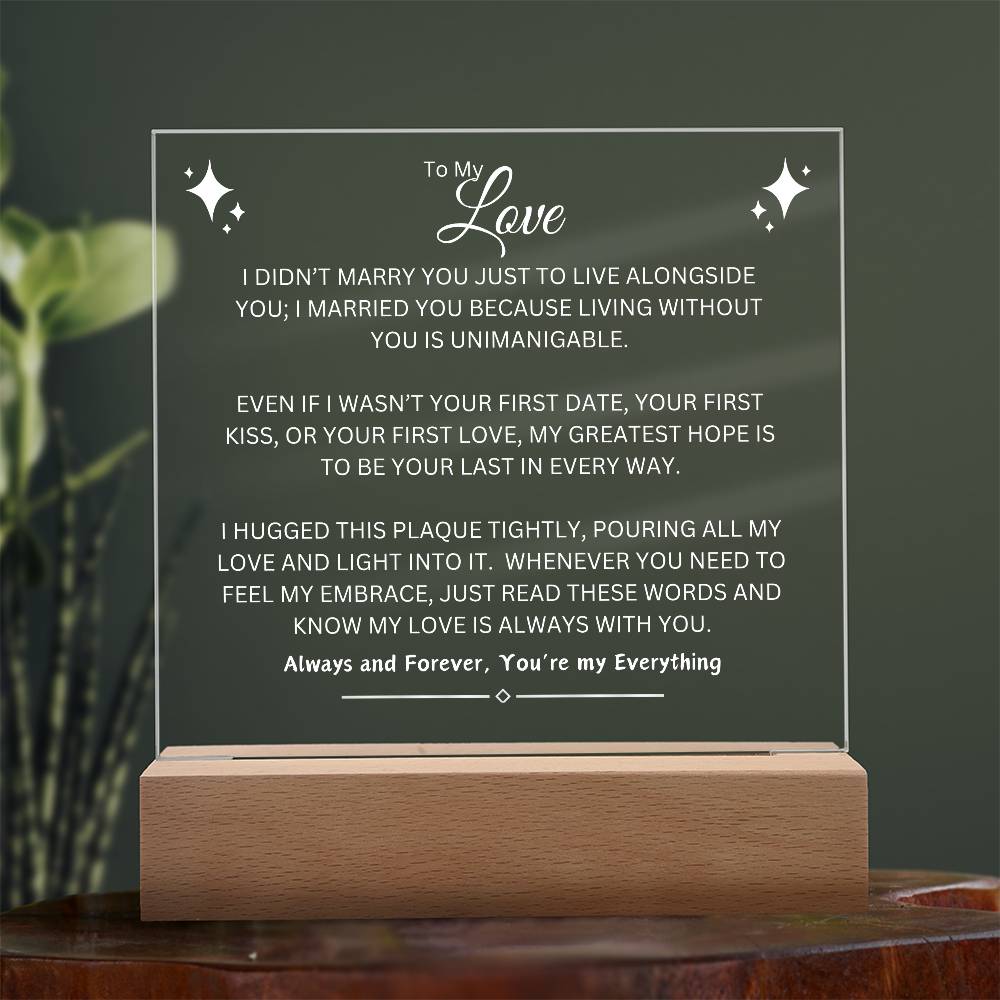 To My Love | White Writing LED Acrylic Plaque - Wedding, Anniversary, Birthday, Valentine's Day, Christmas