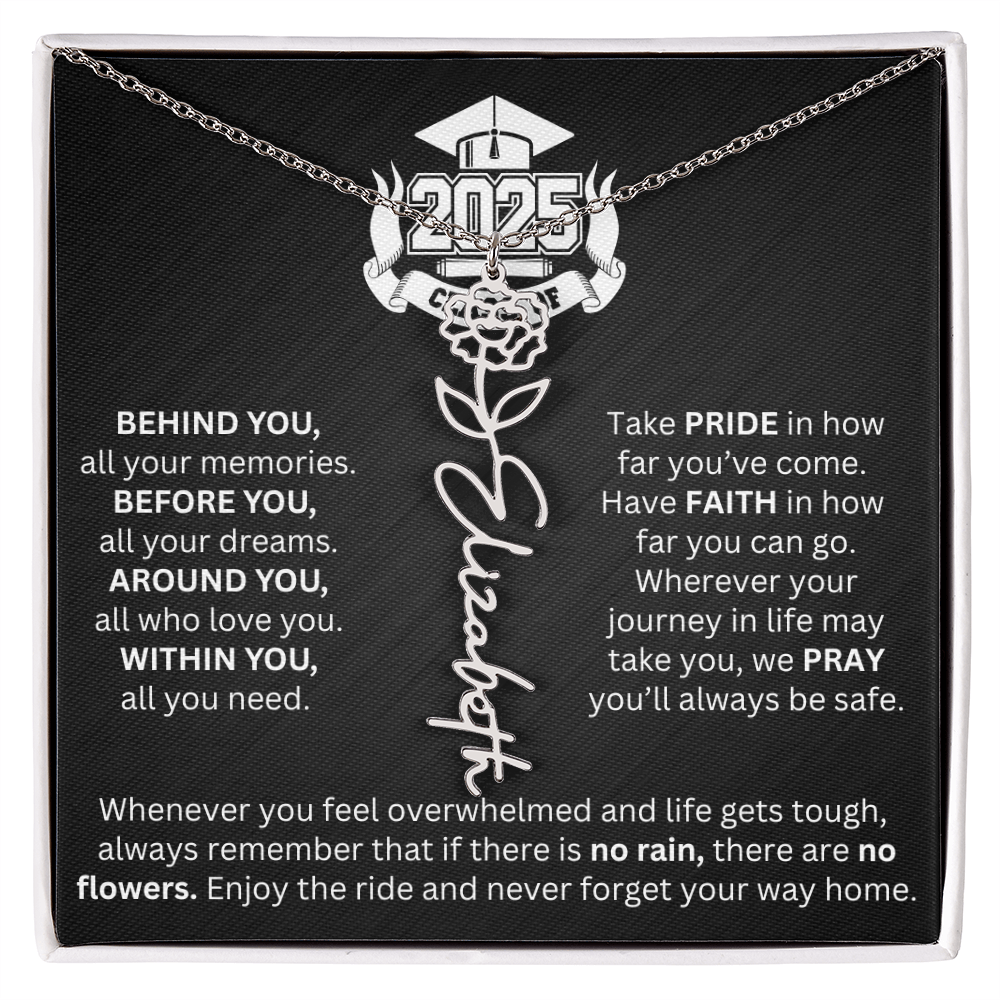 Graduation Gift - Personalized Flower Name Necklace
