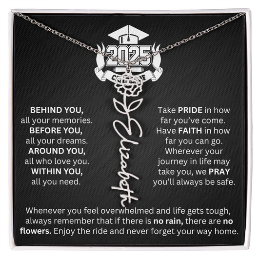 Graduation Gift - Personalized Flower Name Necklace