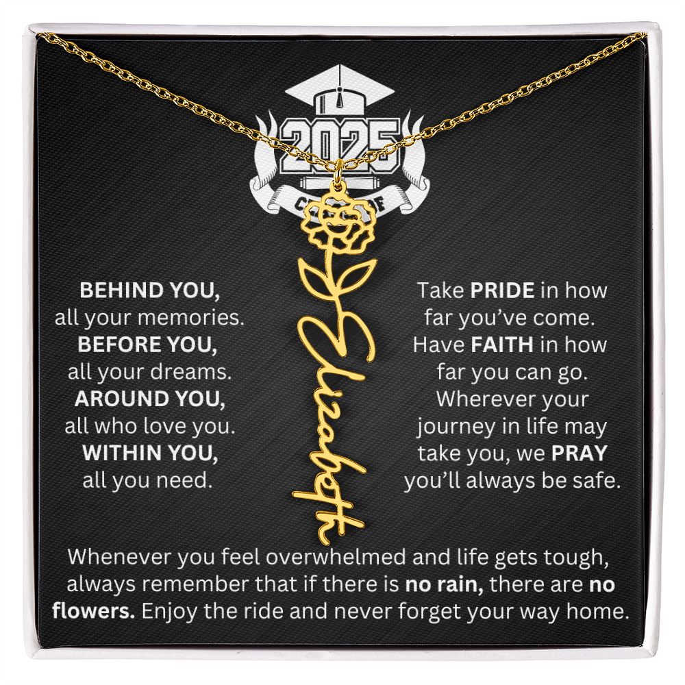 Graduation Gift - Personalized Flower Name Necklace