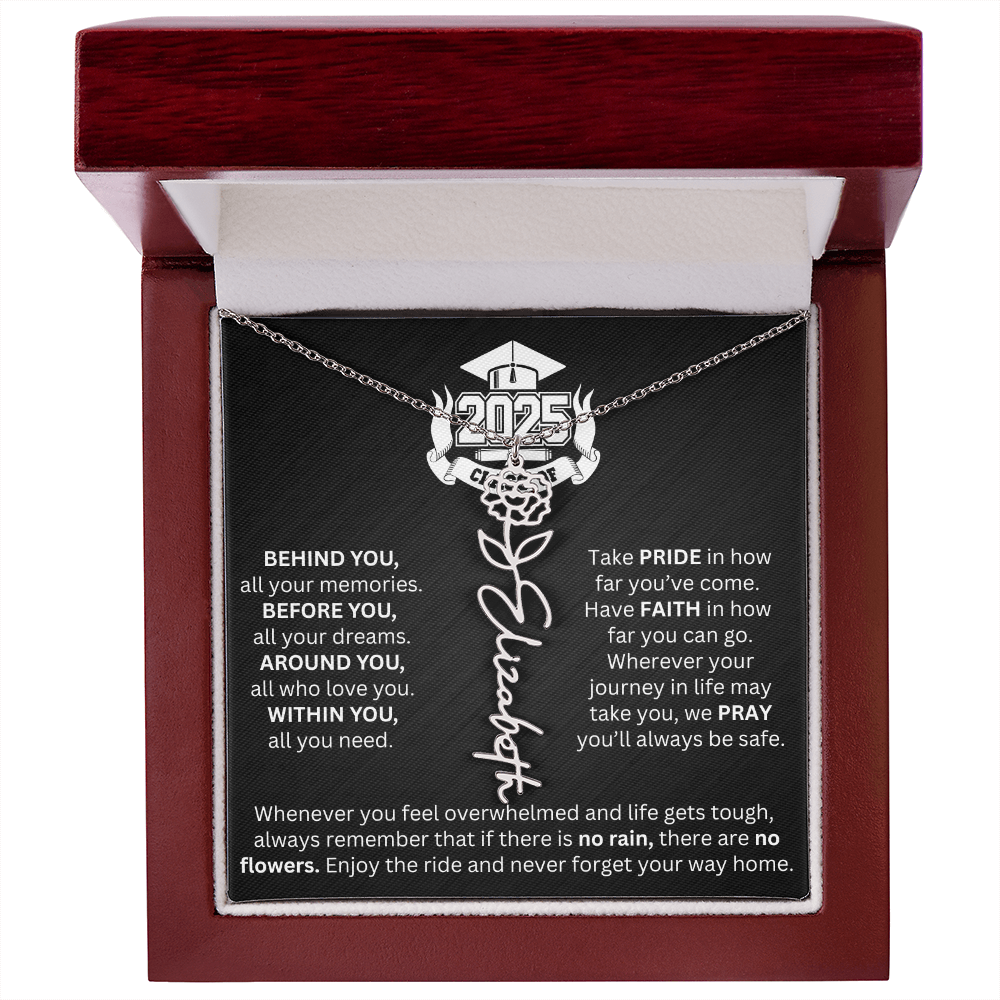 Graduation Gift - Personalized Flower Name Necklace