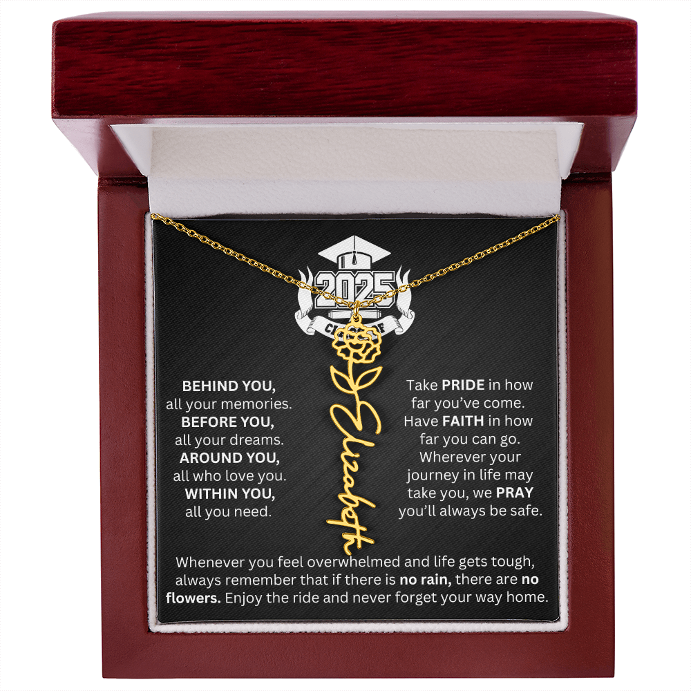 Graduation Gift - Personalized Flower Name Necklace