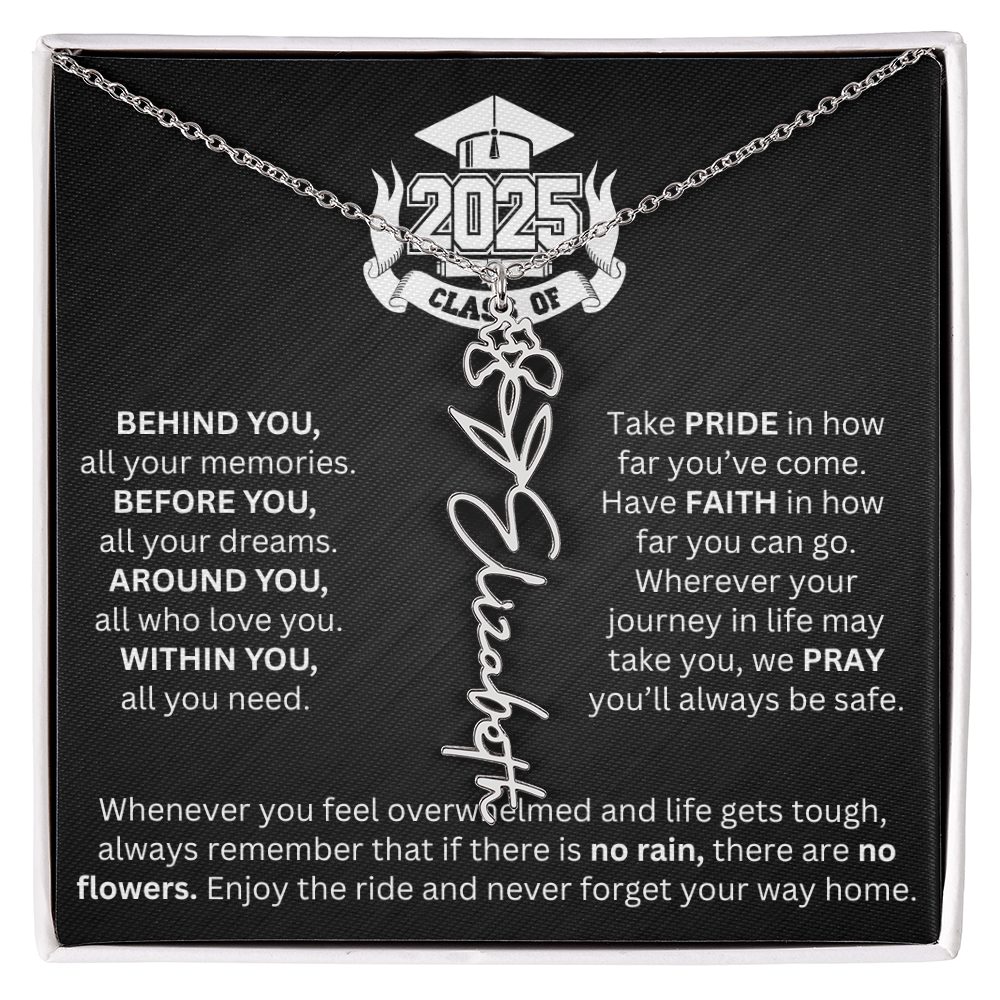 Graduation Gift - Personalized Flower Name Necklace
