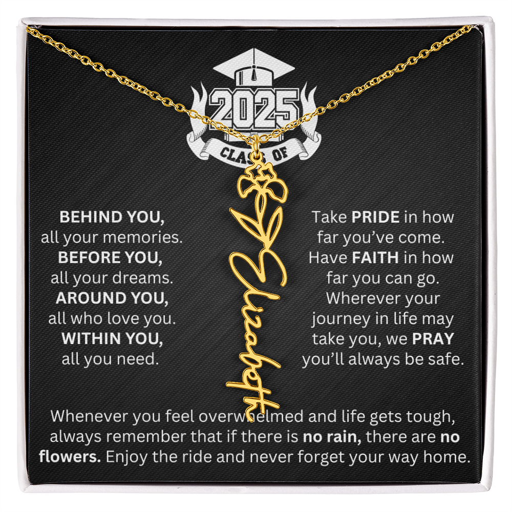 Graduation Gift - Personalized Flower Name Necklace