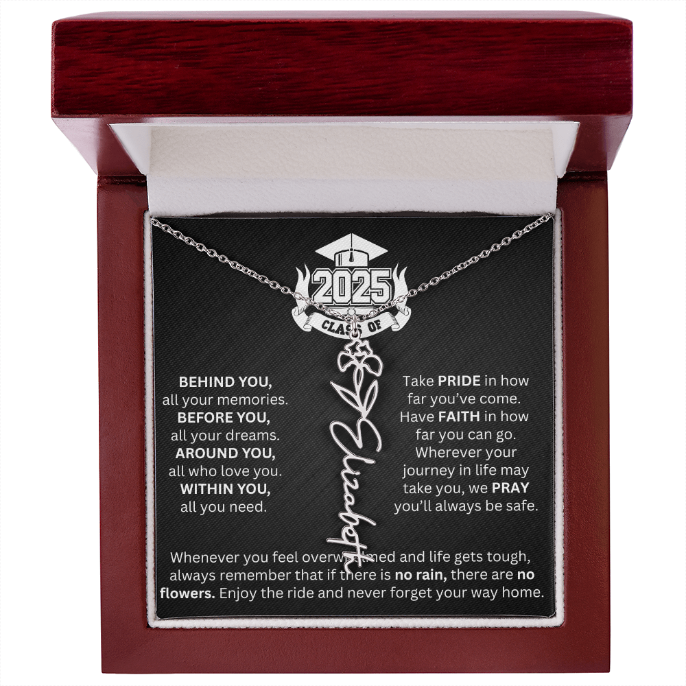 Graduation Gift - Personalized Flower Name Necklace