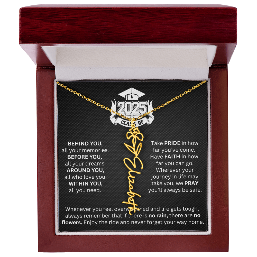 Graduation Gift - Personalized Flower Name Necklace