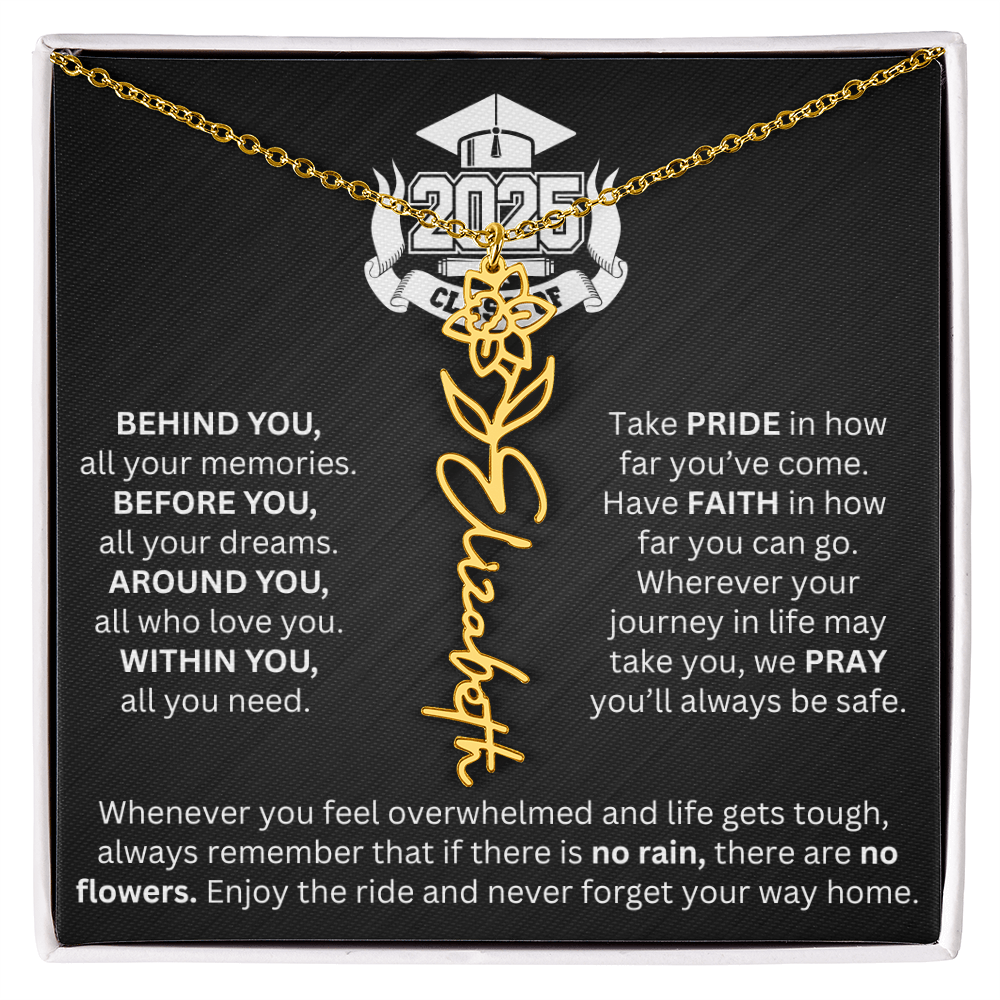 Graduation Gift - Personalized Flower Name Necklace