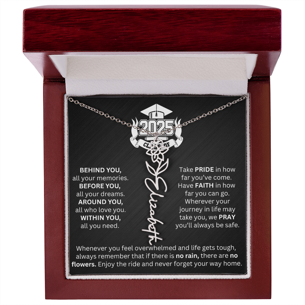 Graduation Gift - Personalized Flower Name Necklace