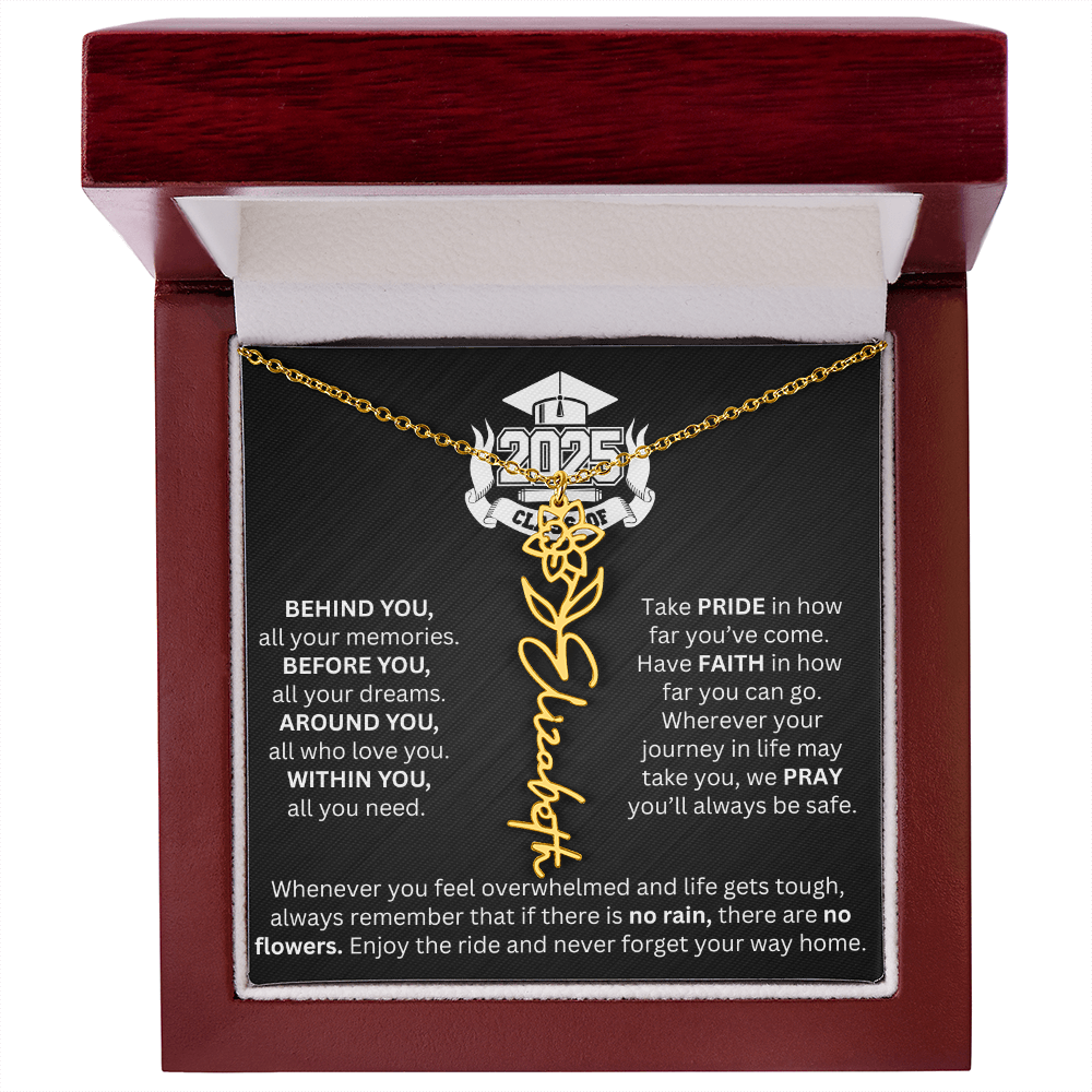 Graduation Gift - Personalized Flower Name Necklace